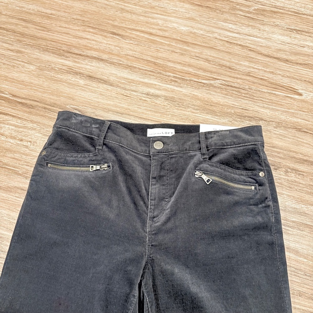 NWT Loft Charcoal Grey Velvet  Modern Skinny Jeans, Size 10 - Picture 2 of 5